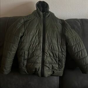 Michael Kors Green Puffer Jacket with Quilted Design